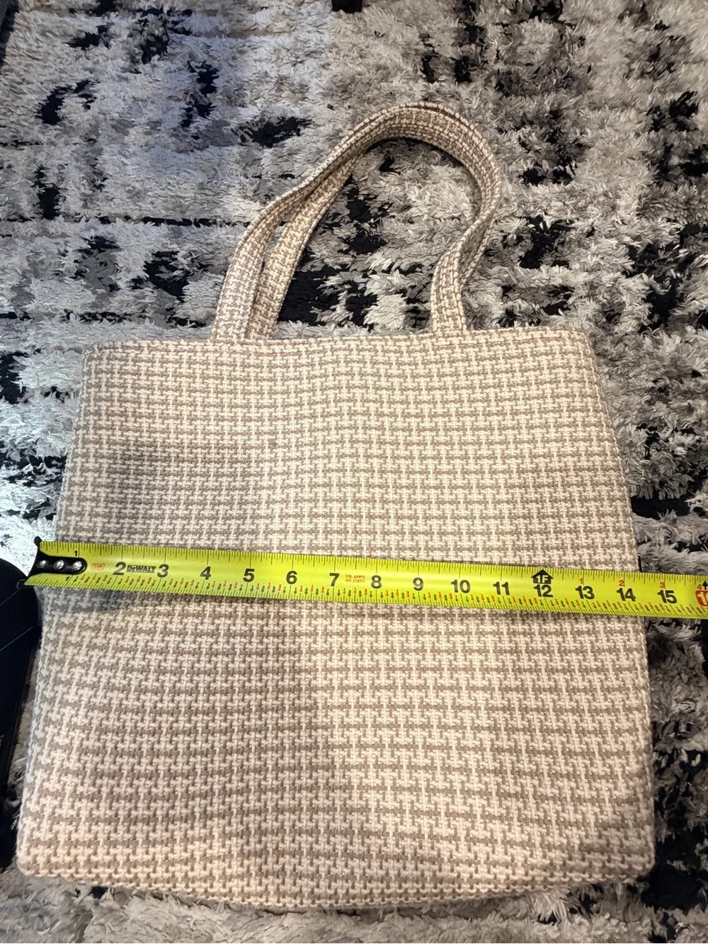 Beige Woven Tote Bag